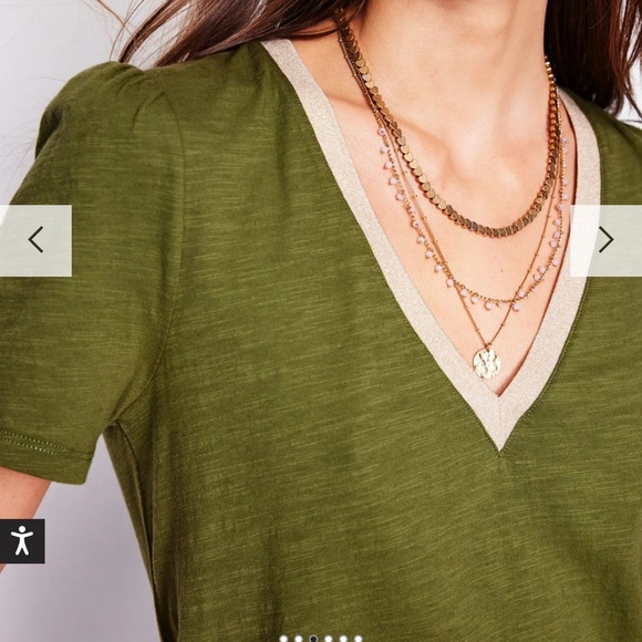 Boden Metallic Trim V Neck T-shirt - Picture 5 of 9